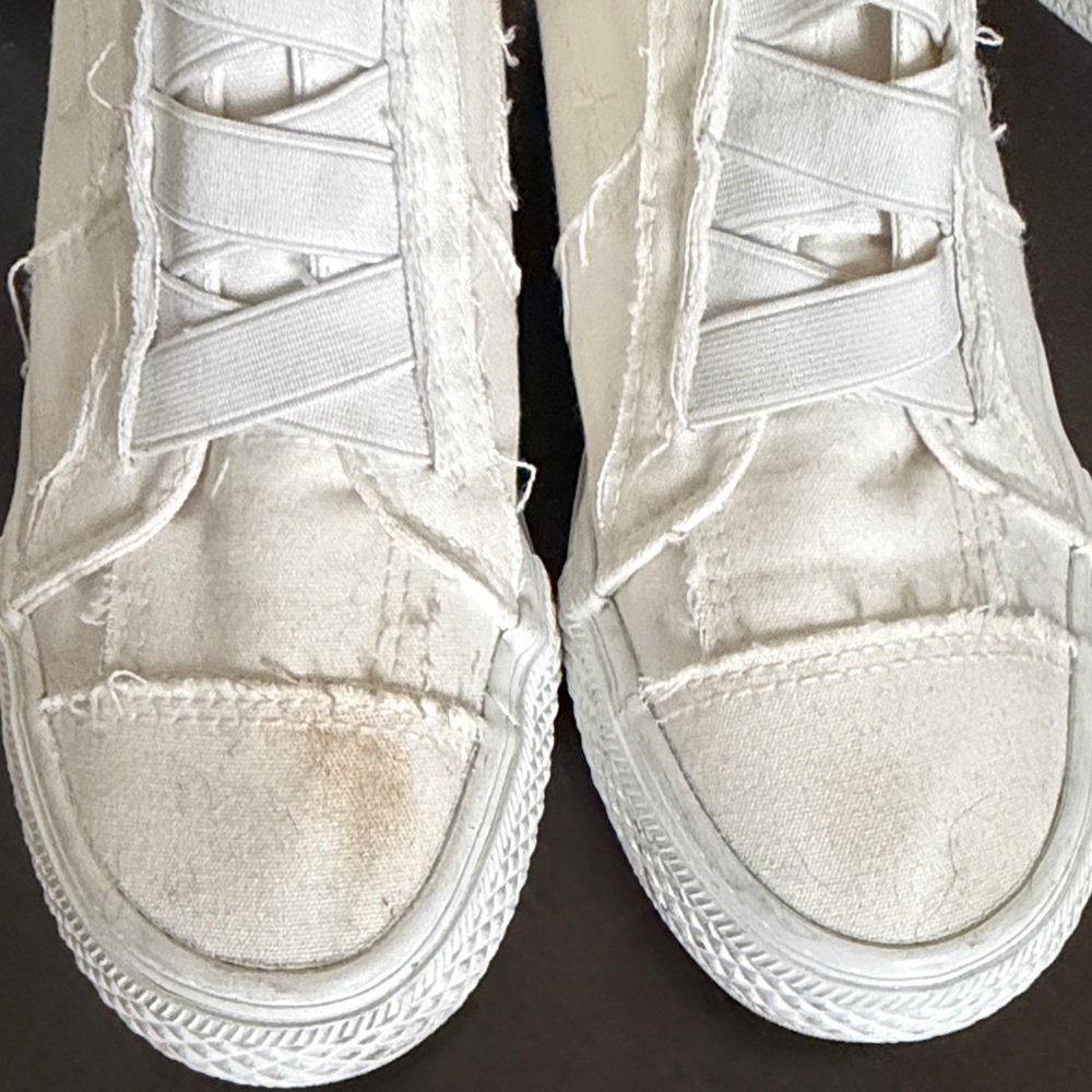 Blowfish Malibu Women's White Side Zip Canvas Wedge Sneakers. - Picture 2 of 8